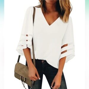Loose Women's V-Neck Mesh Blouse size L